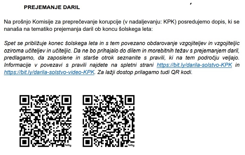 Navodila za prejemanje daril 