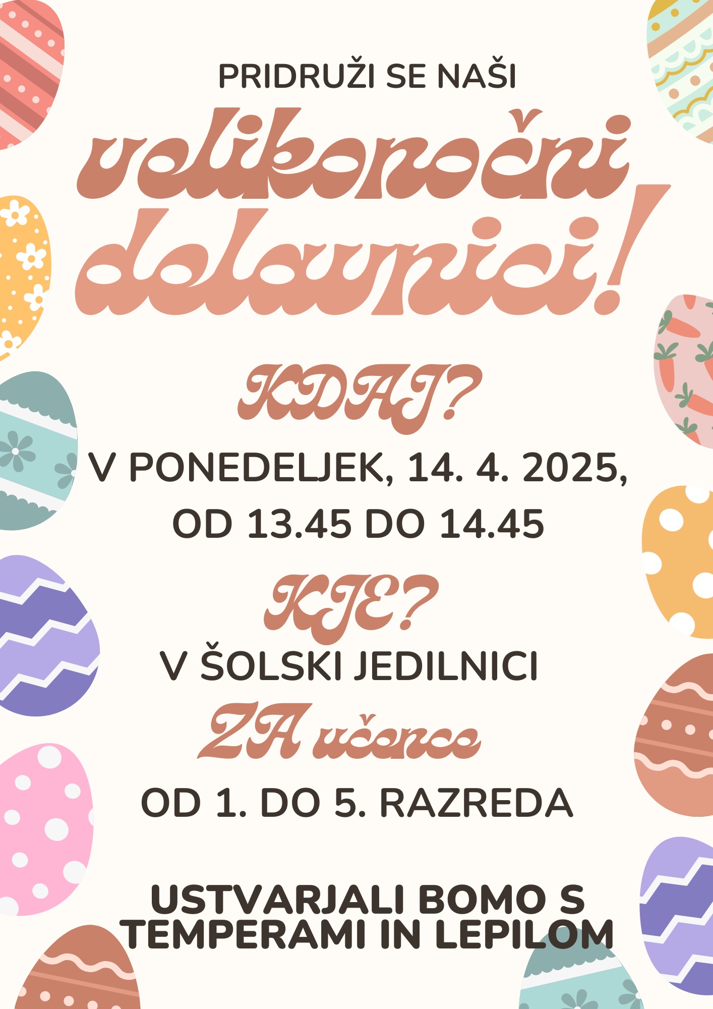 Velikonočne delavnice plakat